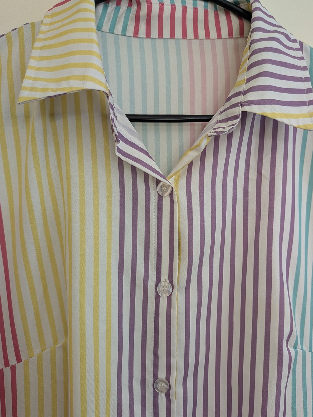 Comfortable Womens Rainbow Strip Pastel Button- Up Front Maxi Dress - Picture 8 of 10